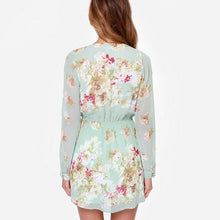 Floral Print Chiffon Mini Dress Sexy Off shoulder Boho Beach Dresses Long Sleeve Party Short Dress Cold Shoulder SM6