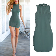 Halter Bodycon Women Dress Olive Green Backless Sexy Mini Club Dress Fashionable Jersey vestido SM6