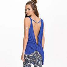 Sexy Women Tank Top Cross Back O Neck Asymmetric Hem Backless Loose Casual Vest Camisole Top BlueGrey SM6