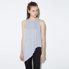 Sexy Women Tank Top Cross Back O Neck Asymmetric Hem Backless Loose Casual Vest Camisole Top BlueGrey SM6