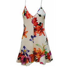 Sexy V-neck Backless flowers Print Dress Women's Casual Party Short Cute Dresses Plus Sizes SM6