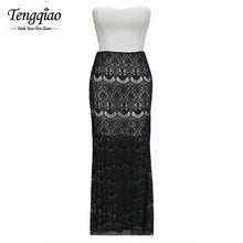 Strapless Two Piece Dress Set Outfits A Line Maxi Long Dress Off The Shoulder Patchwork Two Piece Lace Dress SM6