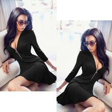 Style Sexy Mini Dresses Women Beach 3/4 Sleeve Black DressCasual Chiffon Zipper Dress Plus Size Y4 SM6