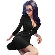 Style Sexy Mini Dresses Women Beach 3/4 Sleeve Black DressCasual Chiffon Zipper Dress Plus Size Y4 SM6