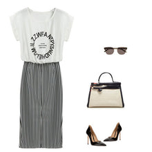 Style Women's Fashion Sexy Striped Dress Casual Long OL Formal Dresses SM6