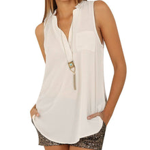 Casual Sleeveless Chiffon Blouse Shirts Loose Tops Solid Elegant Ladies Blouses And White Long Shirt Wo SM6