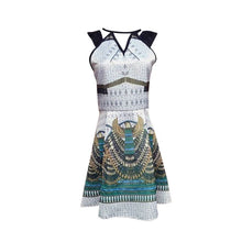 Women Chiffon Casual Dress Print Sleeveless Print Bodycon V Neck Elastic Waist Bohemian Beach Dresses SM6