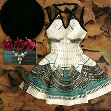 Women Chiffon Casual Dress Print Sleeveless Print Bodycon V Neck Elastic Waist Bohemian Beach Dresses SM6