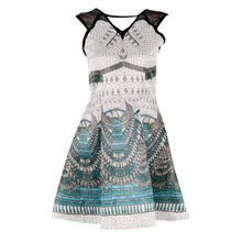 Women Chiffon Casual Dress Print Sleeveless Print Bodycon V Neck Elastic Waist Bohemian Beach Dresses SM6