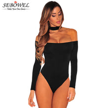 Long Sleeve Off The Shoulder Bodysuit Top Sexy Black Bodycon Long Sleeve Jumpsuit Bodysuits Romper SM6