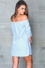 Three Quarter Long Sleeve Striped Dress Off Shoulder Dress Elegant Slash Neck Long Loose t Shirt Mini Dress SM6