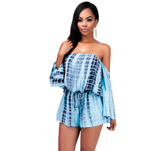 Tie Dye Print Sexy Strapless Playsuit Party Elegant Jumpsuit Shorts Off Shoulder Rompers  Long Sleeve Jumpsuit SM6