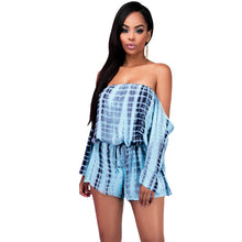 Tie Dye Print Sexy Strapless Playsuit Party Elegant Jumpsuit Shorts Off Shoulder Rompers  Long Sleeve Jumpsuit SM6