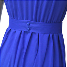 Tightening Belt  Royal Blue Pleated Long Dress Party Evening Elegant Sleeveless  Maxi Dress C959 SM6