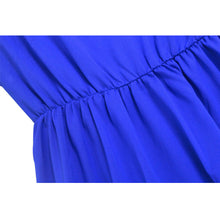 Tightening Belt  Royal Blue Pleated Long Dress Party Evening Elegant Sleeveless  Maxi Dress C959 SM6