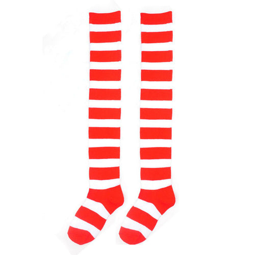 2016 Time-limited Top Fashion Women Girls Cotton Spandex Striped Thigh High Knee Socks Girls Womens Halloween Cosplay Stockings SM6
