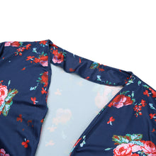 Vintage Women Kimono Cardigan Floral Print Long Sleeve Loose Outerwear Coat Tops BlackDark GreenRoyal Blue Bomber Jacket SM6