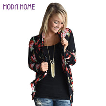 Vintage Women Kimono Cardigan Floral Print Long Sleeve Loose Outerwear Coat Tops BlackDark GreenRoyal Blue Bomber Jacket SM6