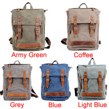 Vintage Women Men Canvas Backpack Crazy Horse Leather Mochila Hombre Large Capacity Retro Satchel School Bag Boys Rucksack SM6
