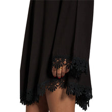 Black Lace Dress Short Skater Long Sleeve Casual Mini Dress a Line Solid Loose Dress For Wo SM6
