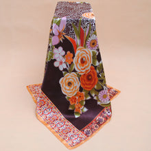 Women Square Satin Kerchief Contrast Ethnic Headband Vintage Shawl Thin Pashmina Bufandas Mujer Shawls and Scarves SM6