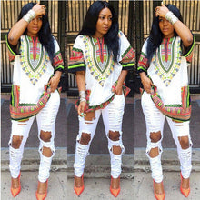 Women African Festival Dashiki Shirt Kaftan Boho Hippe Gypsy Festival Tops Party Dress LY3 SM6