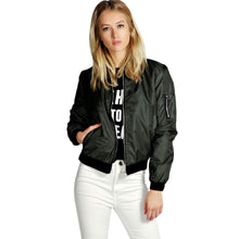 Women Biker Bomber Jacket Short Zipper Slim Coat Women Vintage Outerwear Long Sleeve Tops BlackDark Green SM6