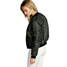Women Biker Bomber Jacket Short Zipper Slim Coat Women Vintage Outerwear Long Sleeve Tops BlackDark Green SM6