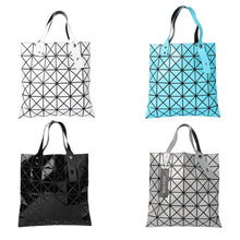 Women Shoulder Bag Geometric Plaid Foldable Bag Adjustable Handle Casual Tote Bag GreyWhiteBlack Folding Bags SM6