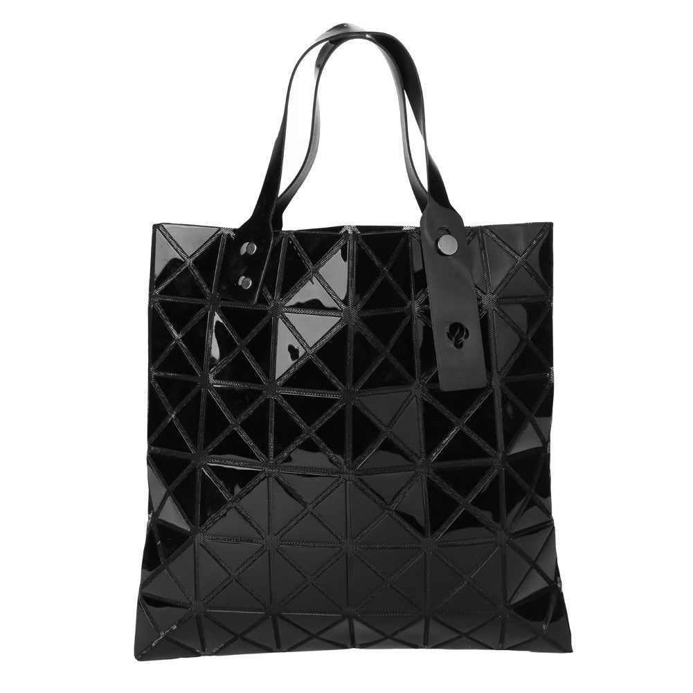 Women Shoulder Bag Geometric Plaid Foldable Bag Adjustable Handle Casual Tote Bag GreyWhiteBlack Folding Bags SM6