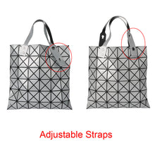 Women Shoulder Bag Geometric Plaid Foldable Bag Adjustable Handle Casual Tote Bag GreyWhiteBlack Folding Bags SM6