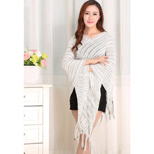 Women Ladies Cape Coat Poncho Knit Oblique Tassels Echarpe Women Warm Pashmina Spain Design Pullover Scarves Wraps SM6