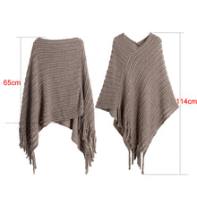 Women Ladies Cape Coat Poncho Knit Oblique Tassels Echarpe Women Warm Pashmina Spain Design Pullover Scarves Wraps SM6