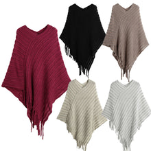 Women Ladies Cape Coat Poncho Knit Oblique Tassels Echarpe Women Warm Pashmina Spain Design Pullover Scarves Wraps SM6