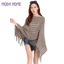 Women Ladies Cape Coat Poncho Knit Oblique Tassels Echarpe Women Warm Pashmina Spain Design Pullover Scarves Wraps SM6