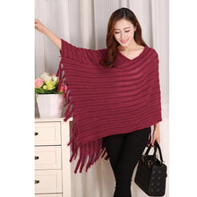 Women Ladies Cape Coat Poncho Knit Oblique Tassels Echarpe Women Warm Pashmina Spain Design Pullover Scarves Wraps SM6