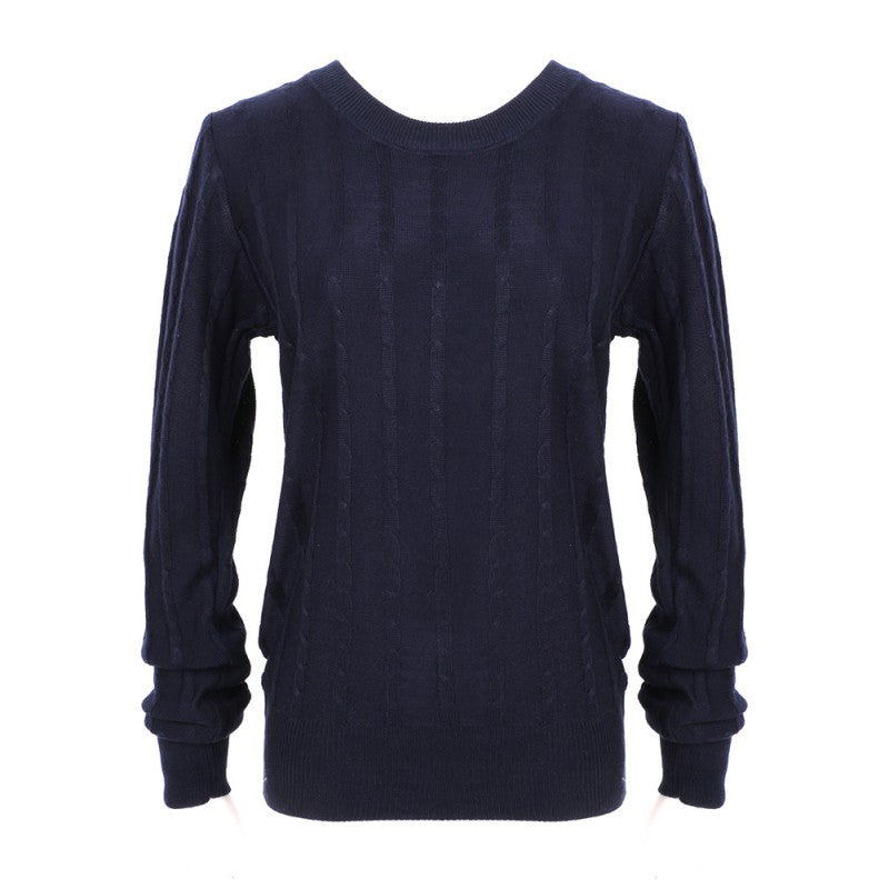 Women Lady Long Sleeve Round Neck Twisted Knit Sweater Pullover Jumper Tops SM6