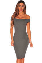 Women Off The Shoulder Dress Runway Charcoal Crisscross Back Short Sleeve Slim Bodycon Dress Sexy Club Vestidos SM6