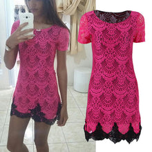 Women Bodycon Slim Lace Floral Crochet Evening Party Mini Dress SM6
