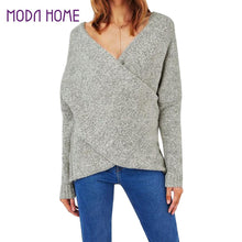 Women Sweaters and Pullovers Korean Cross-Front Batwing Sleeve Pullovers Pull V-neck Loose Knitted Top Sweater SM6