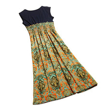 Women Vintage Bohemian Dress Casual Print Patchwork Long Style Beach Dresses SM6