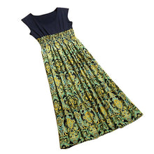 Women Vintage Bohemian Dress Casual Print Patchwork Long Style Beach Dresses SM6