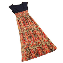 Women Vintage Bohemian Dress Casual Print Patchwork Long Style Beach Dresses SM6