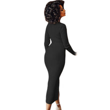 Dress Deep V Neck Button Long Shirt Dress Long Sleeve Black Midi Casual Sexy Pencil Dress For Wo SM6