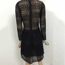 Women's V Neck Lace Long Sleeve Casual Party Cocktail Mini Dress S-XXL SM6