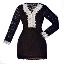 Women's V Neck Lace Long Sleeve Casual Party Cocktail Mini Dress S-XXL SM6