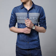 arriving men shirts Hitz Casual denim long-sleeved shirt printing large size for men SM6