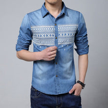 arriving men shirts Hitz Casual denim long-sleeved shirt printing large size for men SM6