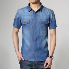 men short-sleeved shirt Korean men denim shirt Slim large size men's Casual shirt SM6