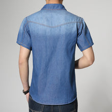 men short-sleeved shirt Korean men denim shirt Slim large size men's Casual shirt SM6